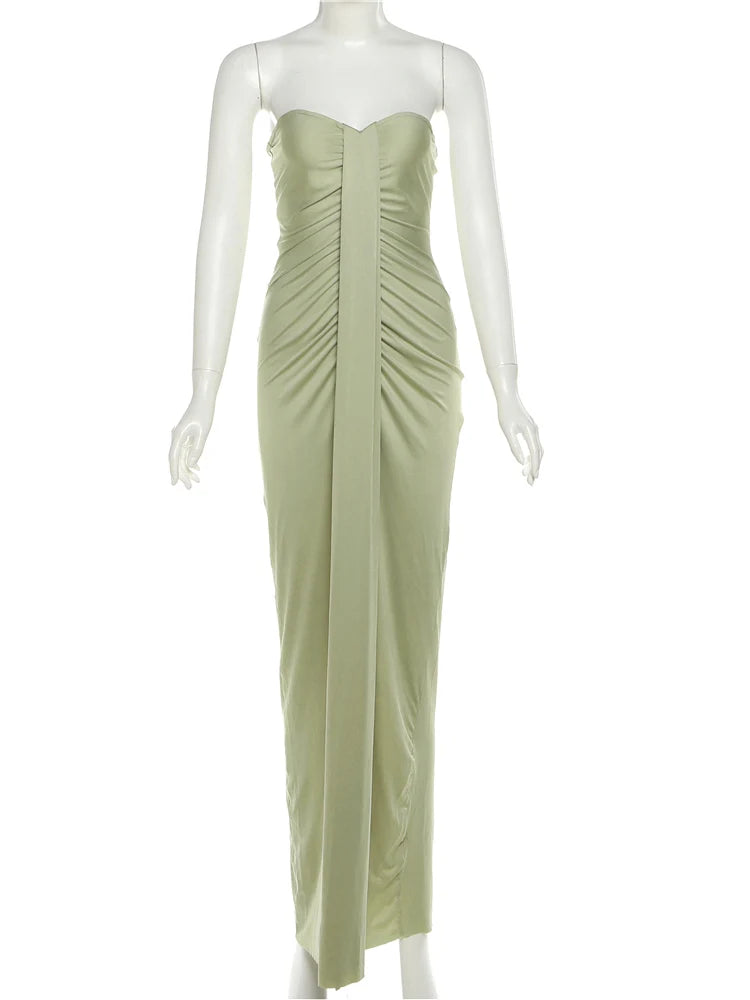 Vestido elegante sin tirantes Nibber para mujer: estilo clásico con paneles, detalle de lazo y fruncido; ajustado, elástico y chic, ideal para fiestas de cumpleaños o salidas nocturnas.