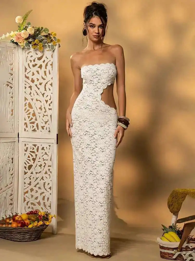 Blifanbo Vestido largo y elegante para mujer: estilo sexy, sin espalda, con hombros descubiertos, sin mangas, sin tirantes, con aberturas y ajuste ceñido; ideal para fiestas y discotecas