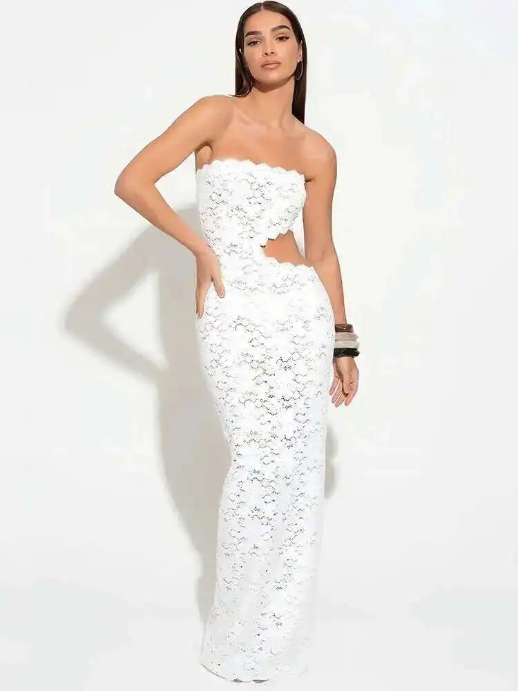 Blifanbo Vestido largo y elegante para mujer: estilo sexy, sin espalda, con hombros descubiertos, sin mangas, sin tirantes, con aberturas y ajuste ceñido; ideal para fiestas y discotecas
