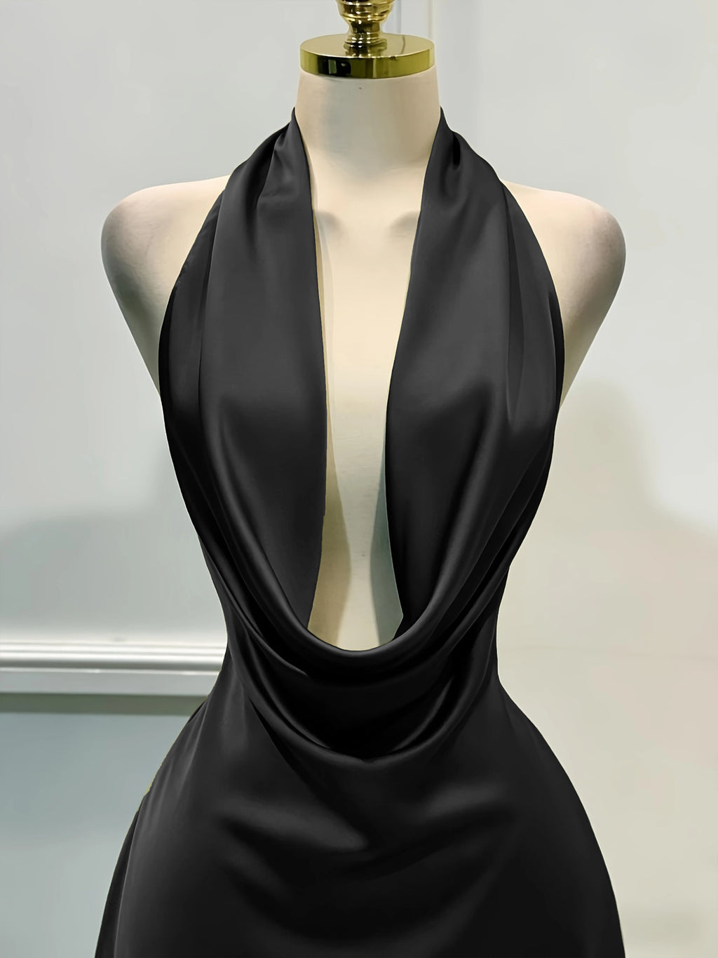 Vestido midi elegante de satén liso para mujer, entallado, con cremallera y espalda descubierta; ideal para ocasiones informales, vacaciones, fiestas, banquetes o cócteles