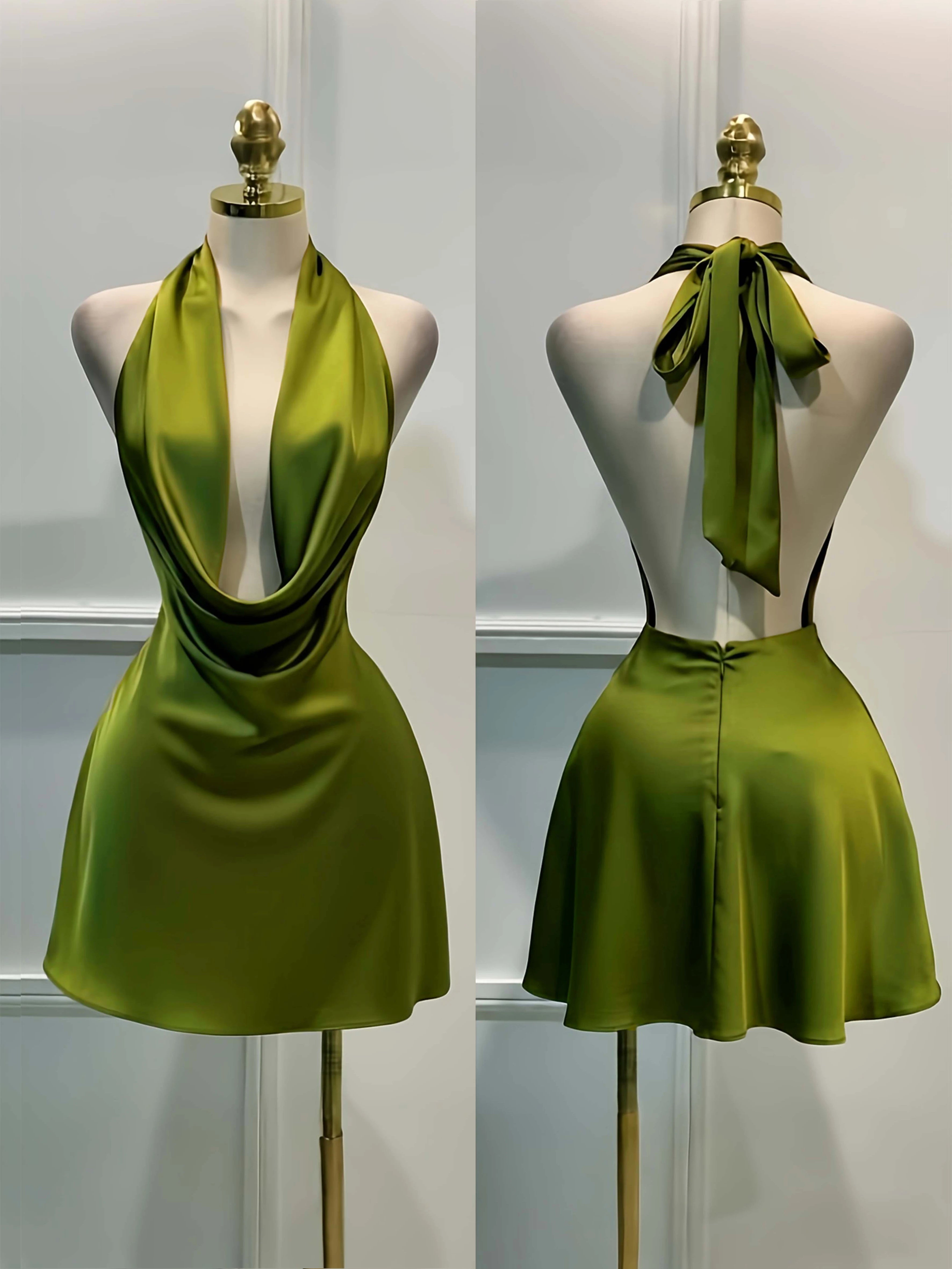 Vestido midi elegante de satén liso para mujer, entallado, con cremallera y espalda descubierta; ideal para ocasiones informales, vacaciones, fiestas, banquetes o cócteles