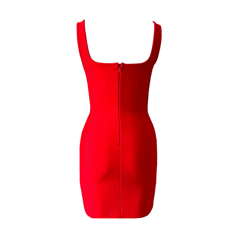 Vestido Bandage Sin Mangas con Flecos y Abalorios | Bodycon de Fiesta