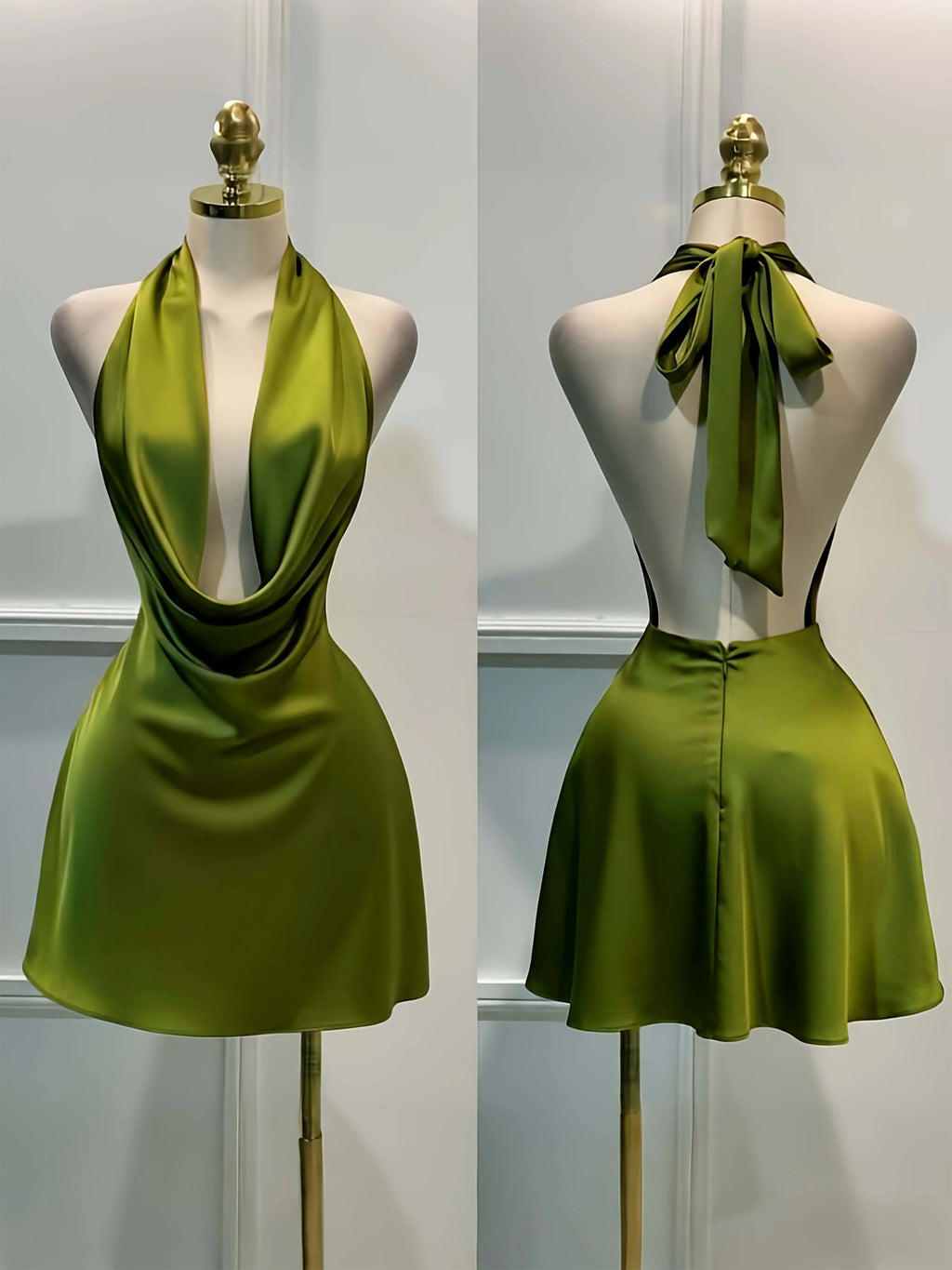 Vestido midi elegante de satén liso para mujer, entallado, con cremallera y espalda descubierta; ideal para ocasiones informales, vacaciones, fiestas, banquetes o cócteles